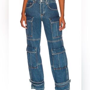 GRLFRND Women's Blue Cargo Jeans